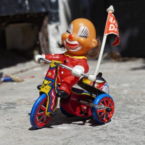 Jouet clown tricycle vintage coréen